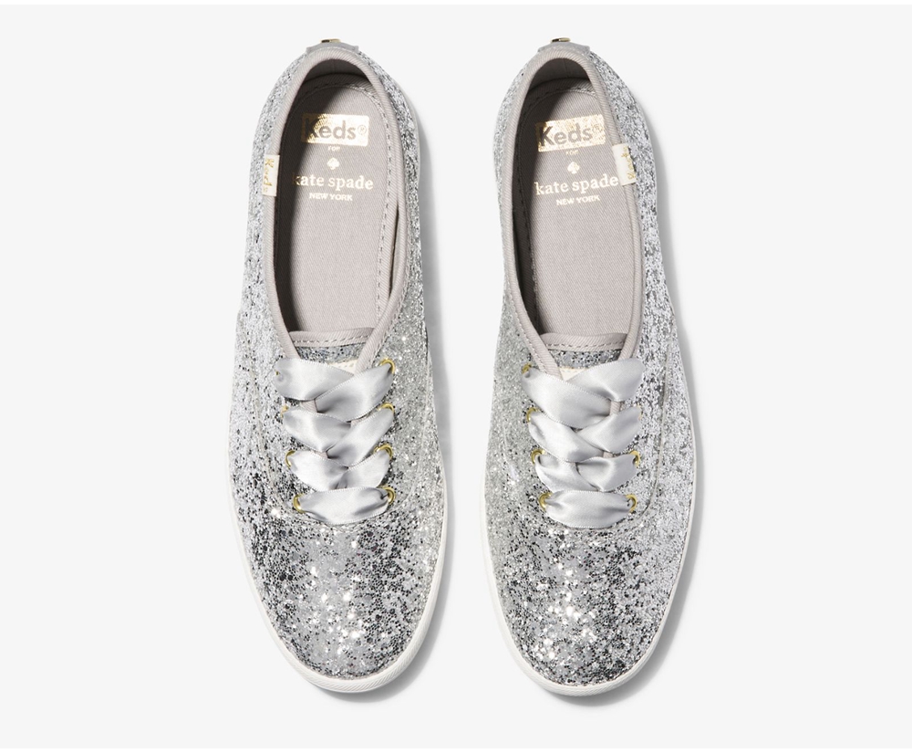 Basket Keds Femme Argent - Kate Spade New York Champion Glitter - 193-GFPTMK